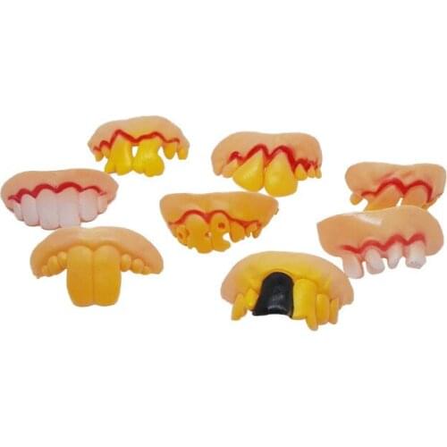 New 8pcs Funny Goofy Fake Vampire Denture Teeth Halloween Decor Prop Trick Toy