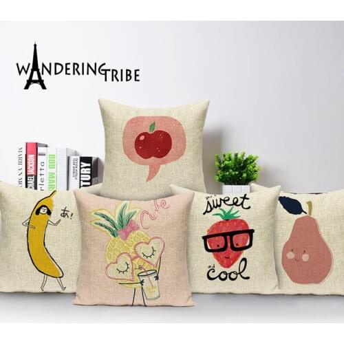 Cartoon PillowCase Nordic Decoration Throw Pillow Covers Watermelon Cushion Cover Custom Quality Flax Throw Pillow Covers 45*45