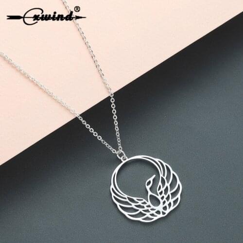 Cxwind Stainless Steel Bijoux Femme Phoenix Angel Chokers Necklaces Charm Animal Bird Pendant Necklace Jewelry Gift For Women