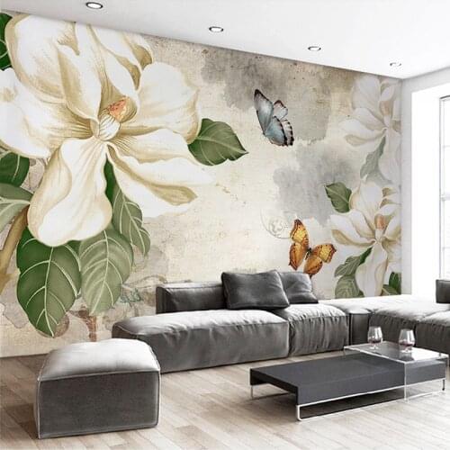 Custom 3D Wall Murals Wallpaper Vintage Floral Butterfly Mural European Style Living Room Bedroom TV Background Photo Wall Paper