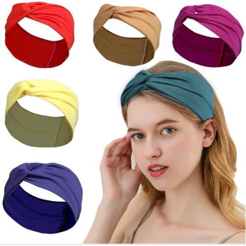 Women Summer Headband Vintage Cross Knot Turban Hair Bands Soft Solid Girls Hairband Headwear Hair Accessories