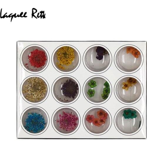 Pro 12 Different Dry Flowers Nail Art Decoration Glitter For UV Gel Acrylic Nail Tips Manicure Decor Tools