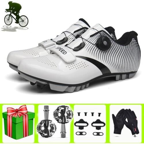 Professional Bicycle Sneakers Cycling Shoes Men Light Pedals Gloves Mountain Bike White Sport Racing Sapatilha Ciclismo Mtb