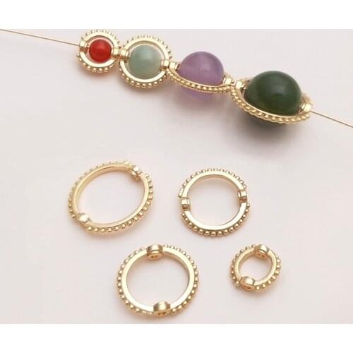 True 14K Gold Plated Copper 4-10MM Double Hole Loose Bead Rings Spacers DIY Findings Jewelry Making Accessories