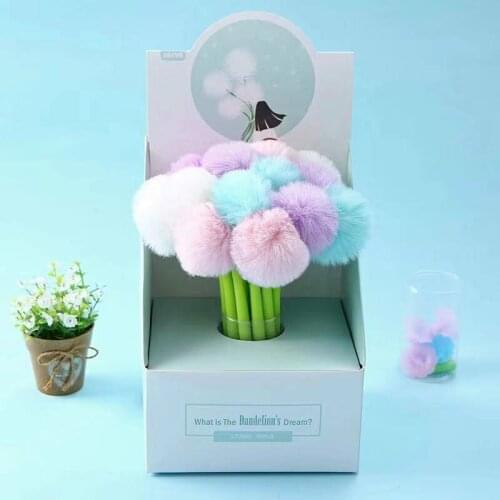Creative dandelion neutral brush plush ball wiggle pen water pen silicone imitation flower speed dry Festival advertising pen