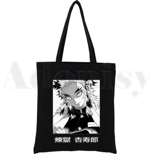 Demon Slayer Kimetsu No Yaiba Rengoku Harajuku Cute Large Capacity Storage Handbag Shoulder Bag Tote Reusable Student Bookbag