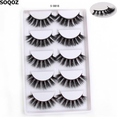 SOQOZ Eyelashes 3D Mink Eyelashes Luxury Handmade Mink Lashes Natural Long Eye Lashes Fluffy False Lash Eye 5 pairs D818 cosmeti