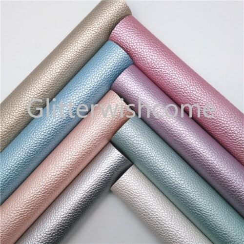 Glitterwishcome 21X29CM A4 Size Vinyl For Bows Pearlized Litchi Faux Fabric, Synthetic Leather Sheets for Bows, GM534A
