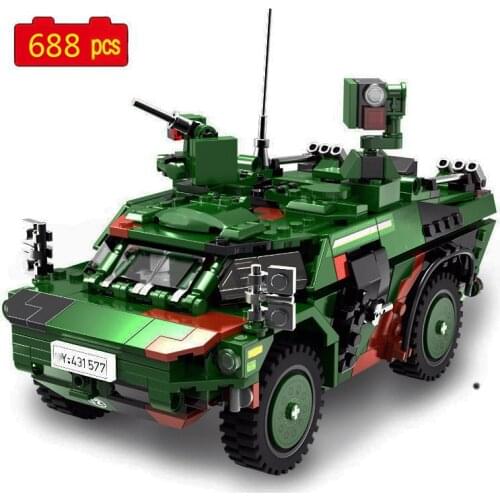 WW2 Military Series German Wheeled Armored Reconnaissance Vehicle Building Blocks Bricks Toys Gifts