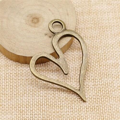 WYSIWYG 1pcs 66x46mm Vintage Big Hollow Heart Charm For Jewelry Making Antique Bronze Big Hollow Heart Pendants Charm Big Heart