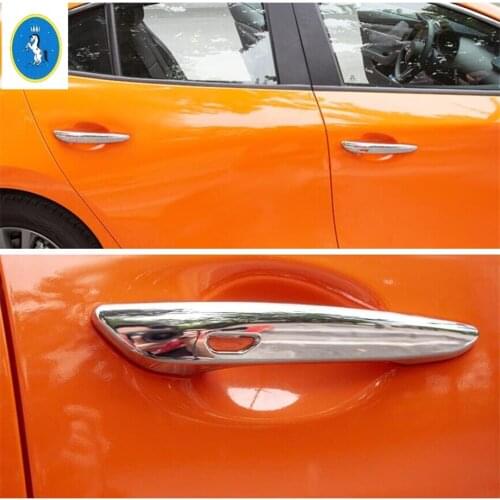 Yimaautotrims Auto Accessory Side Door Handle Protector Cap Cover Trim Fit For Mazda 3 2019 2020 ABS Chrome / Carbon Fiber Look