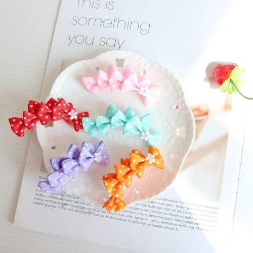 Pet Hairpin Grooming Dogs Bow Hair Clip Frog Clip Teddy Maltese Shih Tzu Polka dot bow frog clip 20PCS/LOT