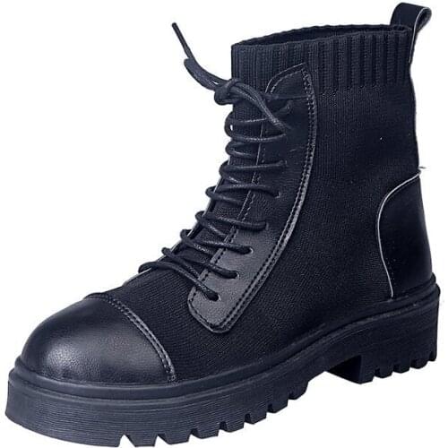 Womens Shoes Martin boots new fashion British wild round head thick heel adult outdoor leisure solid color 3-5CM heel height