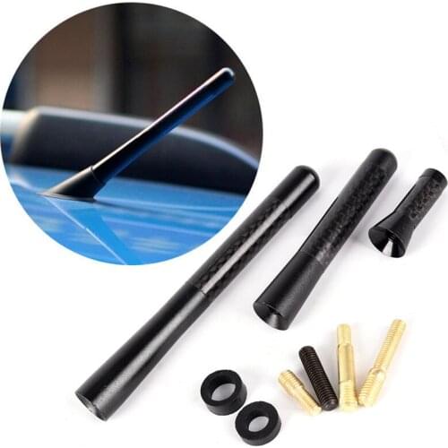 1set Universial Car Auto Mini Carbon Fiber Short Stubby Screw On Aerial Antenna Mast Multi Style Car Stying