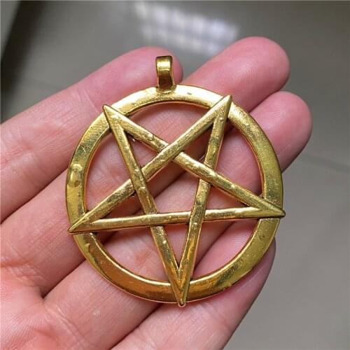 1pcs Charms Big Star Pentagram 51x45mm Antique Gold Silver Color Pendants Tibetan Jewelry Making DIY Handmade Craft Accessories