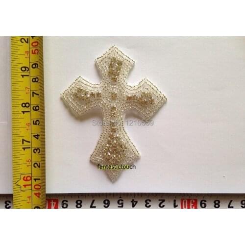 10pcs Fashion Iron on Patches Rhinestone Sew on Cross Costume Applique Embroidery Patches Wholesale