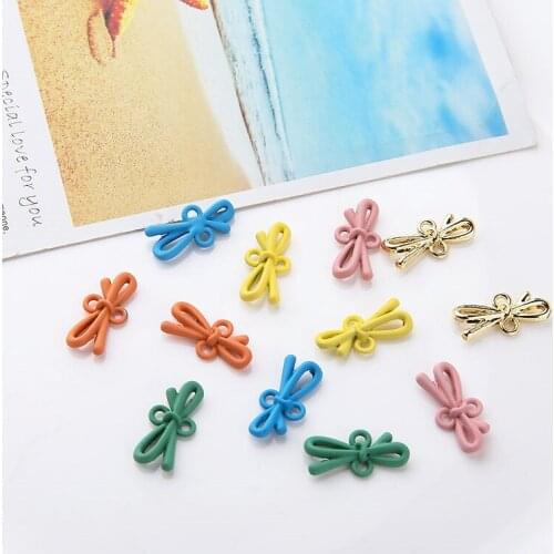 10pcs New Design Alloy Frosted Paint Bow Tie Double Hanging Pieces Statement Earrings For Women Girls Diy Jewelry Accessories