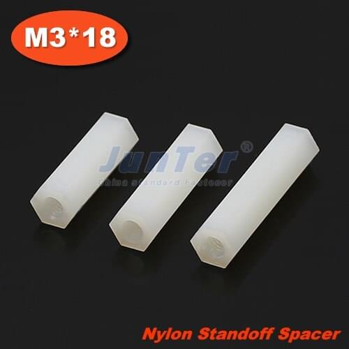 100pcs/lot Nylon Standoff Spacer M3 Female x M3 Female 18mm