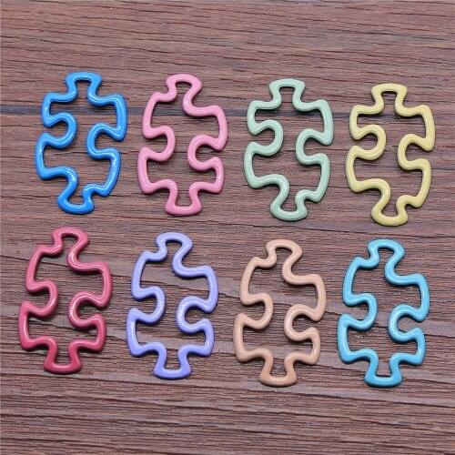 4pcs 8 Colors 30x18mm Puzzle Pieces Charm For Jewelry Making Jewelry Accessories Puzzle Pieces Pendant