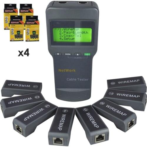 4 pieces x Multifunction Digital Network LAN Cable 5E 6E Coaxial Wire Length Tester+8 Remote Identifier lot of 4