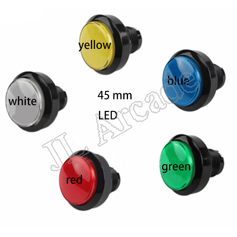 45mm Push Button Arcade Button Led Micro Switch 5V/12V Power Button Switch Set Green/Yellow/Red/White/Blu