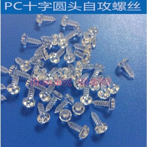 500pcs/lot M3*8 Transparent Acrylic Phillips Pan Head self-tapping screw M3*8 PC Insulation Screw