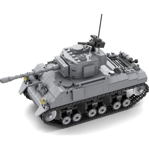 537Pcs DIY Creative MOC WWII Military Tank Sherman M4 Tank Brick Model DIY Assembly Building Blocks Stem Toy Kits