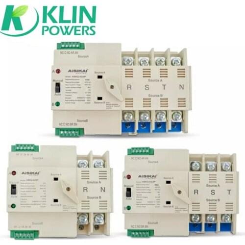 2P 3P 4P 16A 63A 100A ATS Automatic Transfer Switch Dual Power Electrical Selector Switches 220V 380V