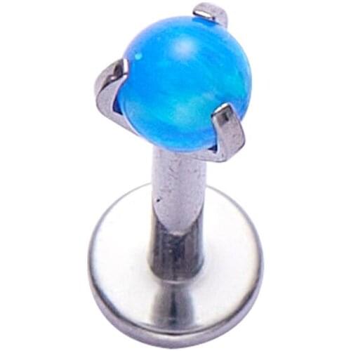 ASTM F136 Titanium Internally Threaded 3 Prongs Opal Labret Ring Body Piercing Jewelry OP05