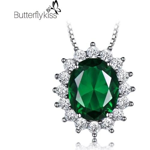 BK Oval Nano Ruby Sapphire Emerald Pendant Necklace Real 925 Sterling Silver Cubic Zircon Wedding Promise Jewelry Female Gifts