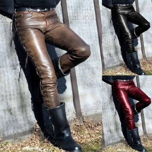 Medieval Leather Pants Men Gothic Long Plus Size Retro Maxi Shirt Punk Cosplay Costume Middle Ages Party Masquerade Large Pants