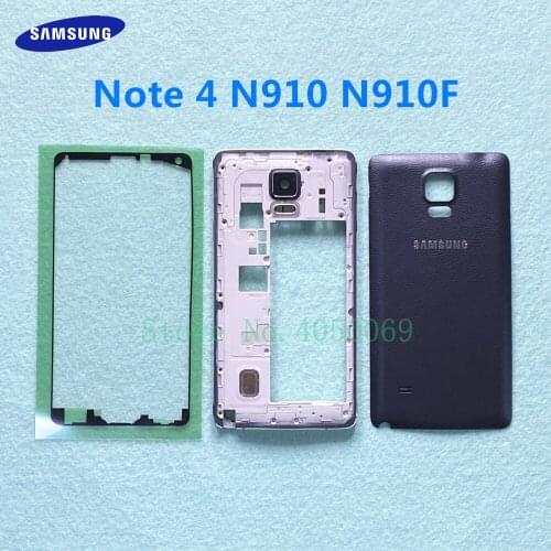 For Samsung Galaxy Note 4 N910 N910F N910A N910C note4 Full Housing Case Middle Frame Rear Back Cover Battery Door Replacement