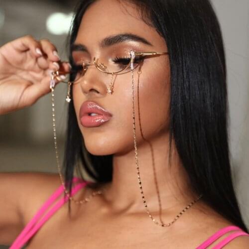 Tocona Punk Long Chain Sunglasses Chain for Women New Charms Gold Alloy Metal Party Jewelry Accessories Wholesale 18056