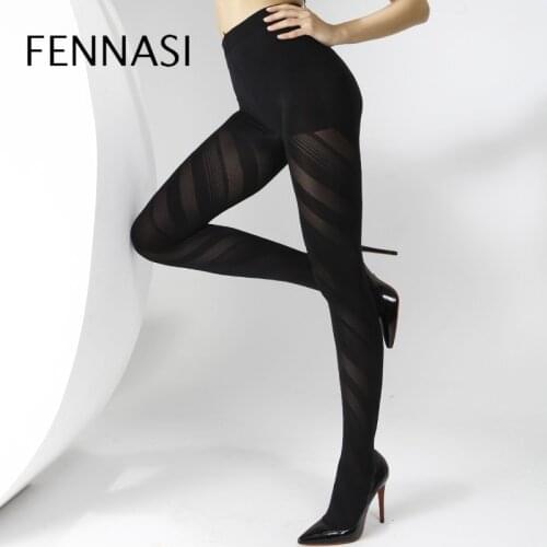FENNASI Jacquard Spiral Striped Womens Tights Nylons Lady Sexy Pantyhose Thick Warm Sexy Pantyhose Female Erotic Black Tights