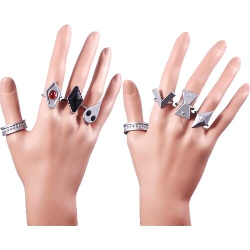 Genshin Impact Hutao Cosplay Rings Game Accessories Props Stage Property Ring Set Jewelry Project Characters Props Ring 7pcs