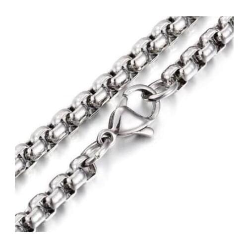 GNAYY JEWELRY 3mm/4mm/5mm Fashion box rolo chain stainless steel necklace women men 18''-32