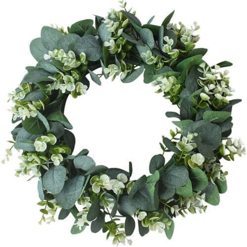 Simulation Eucalyptus Artificial Wreath Door Threshold Flower Fake Grass DIY Wedding Celebration Home Party Pendant Wall Decor