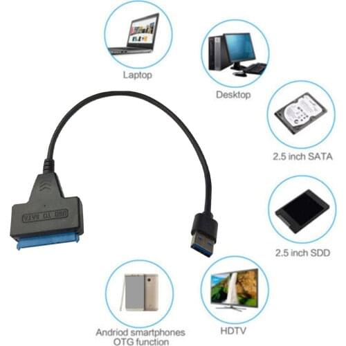 USB 3.0 SATA 3 Cable Sata to USB Adapter Up to 6 Gbps Support 2.5 Inches External SSD HDD Hard Drive Converter Cable 20CM Length