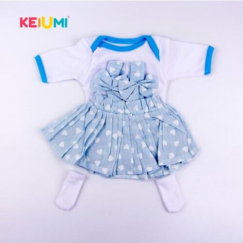 KEIUMI Light Blue Lovely Baby Girl Doll Dress Suit For 19 Inch Reborn Baby Doll With Pretty Heart For Kids Doll Collection