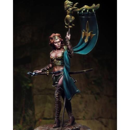 Scale Models 1/32 54mm Fantasy goddess with flag 54mm figure Historical Resin Model