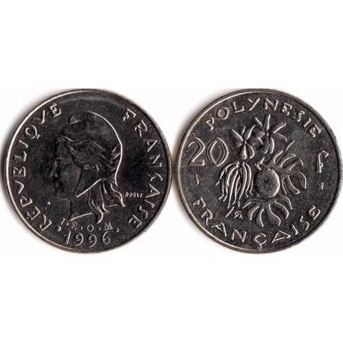 French Polynesia 20 Francs Coins Oceania New Original Coin Collectible Edition Real Rare Unc Commemorative Random Year