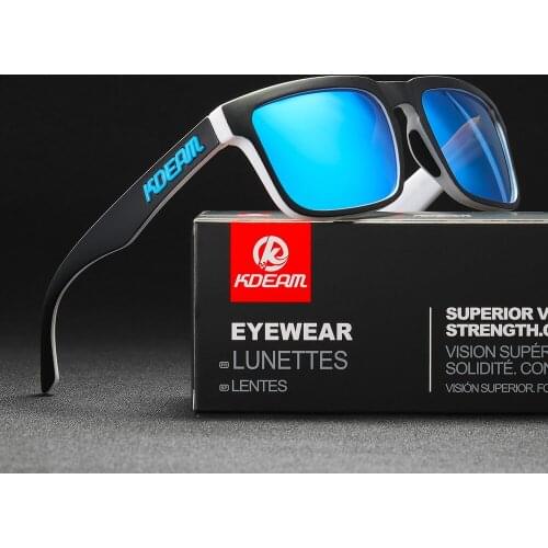 Soft nose pad Men Square Sunglasses HD Polarized sports Sun Glasses Mirrored lens UV400 Protection Brand KDEAM With Case KD332