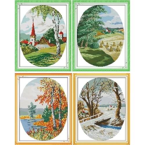 Everlasting Love Country Scenes Chinese Cross Stitch Kits Ecological Cotton Stamped 11CT DIY New Year Gift Decorations For Home