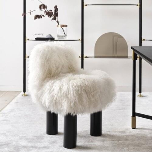 Nordic Wool Dining Chairs Living Room Bedroom Designer Stool Modern Minimalist Makeup Backrest Chair Leisure Child Single Chair