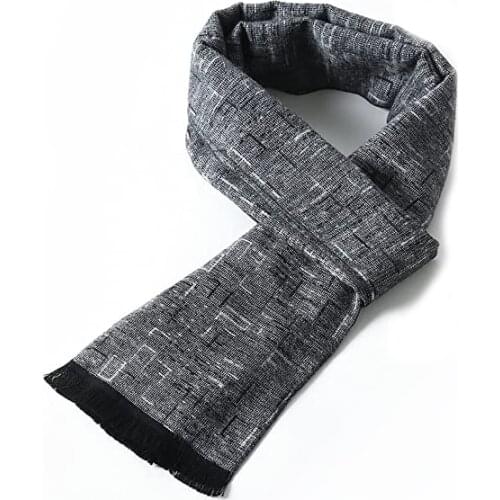 2020 Autumn Winter Mens Scarf Cotton Cashmere Man Scarves Black Gray Mens Neckcheif Scarfs Shawls Classic Vintage Scarf for Men