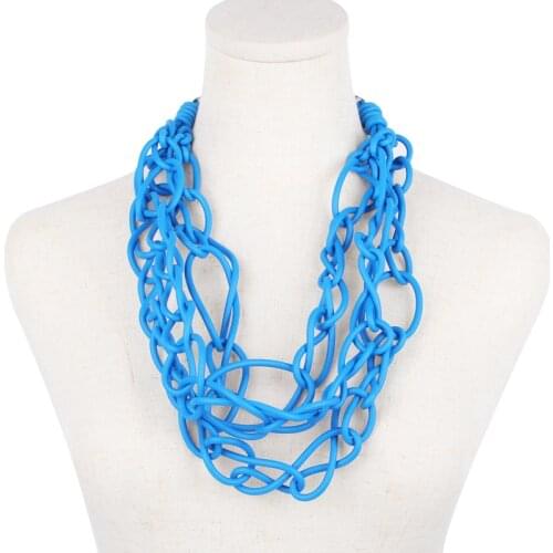 Handmade Blue Color Choker Neck Necklace Statement Women Blue Chain Jewelry Strange Multilayer Necklace Gothic Jewellery Gift
