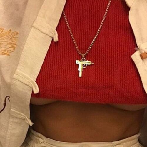 Hip Hop Gun Necklace Pistol Shape Pendant Necklaces Charms For Women Men Fashion Punk Jewelry Party Accessories