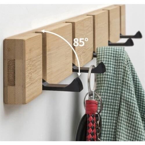 Foldable Coat Rack Bamboo Hallway Hat Hook Hanger Bedroom Door Wall-Mounting Hook Corner Room Kitchen Toilet Wall Brack Hook