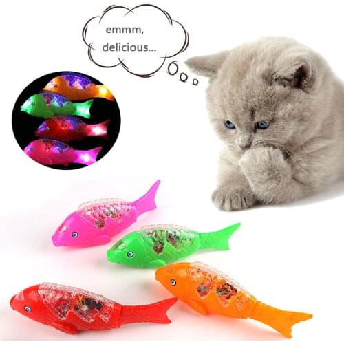 Sounding Funny Cat Toys Water Activated LED Swimming Fish Pet Interaction Electric Pillow Pet Simulation Fish Pillow Molar Teeth