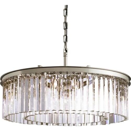 RHYS CLEAR GLASS PRISM ROUND CHANDELIER VINTAGE K9 LUSTRE CRYSTAL REPLICA ITEM